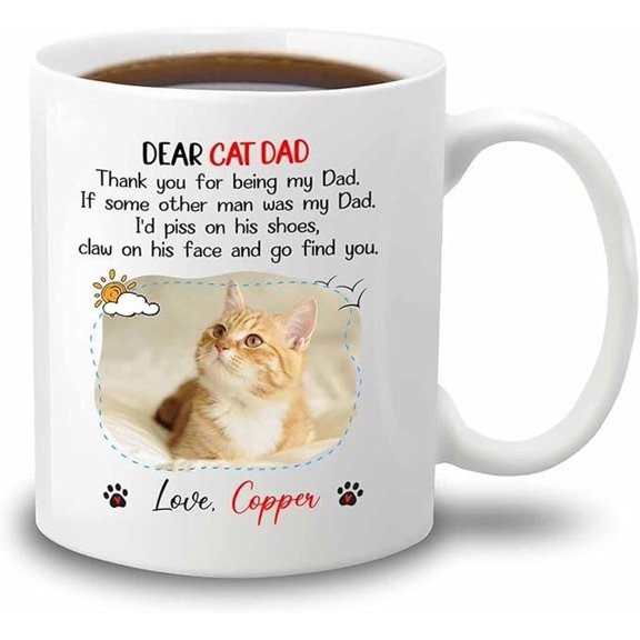Dear Cat Dad Thank You For Being Our Dad White, Personalized Cat Daddy, AURORAVALLEY, 11oz-15oz Mug