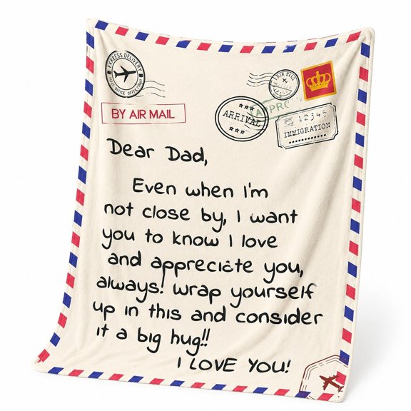 Dear Dad Fleece Throw Blanket, Soft 280 Gsm Polyester, Sentimental Gift for Dad