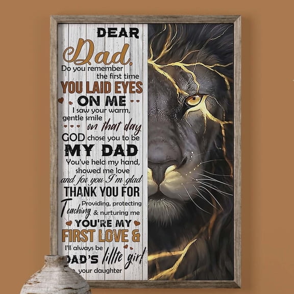 Dear Dad Poster Lion Dad Poster Gift From Daughter Thank You Dad Wall Art Fathers Day Gifts To My Dad Lion Wrapped Poster
