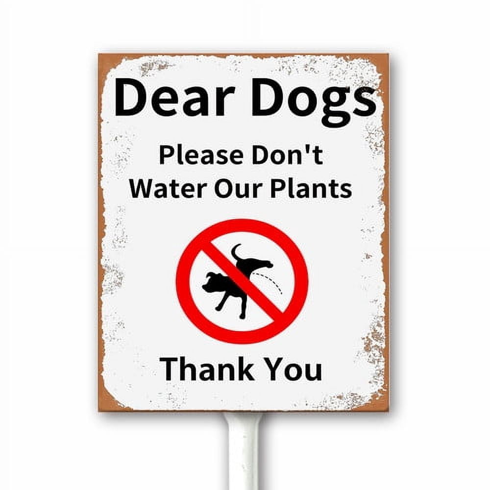 Lustiges Gartenschild Für Hunde – 'Dear Dogs Please Don't Water Our Plants', Aluminium, 25,4x25,4 Cm Mit Pfahl