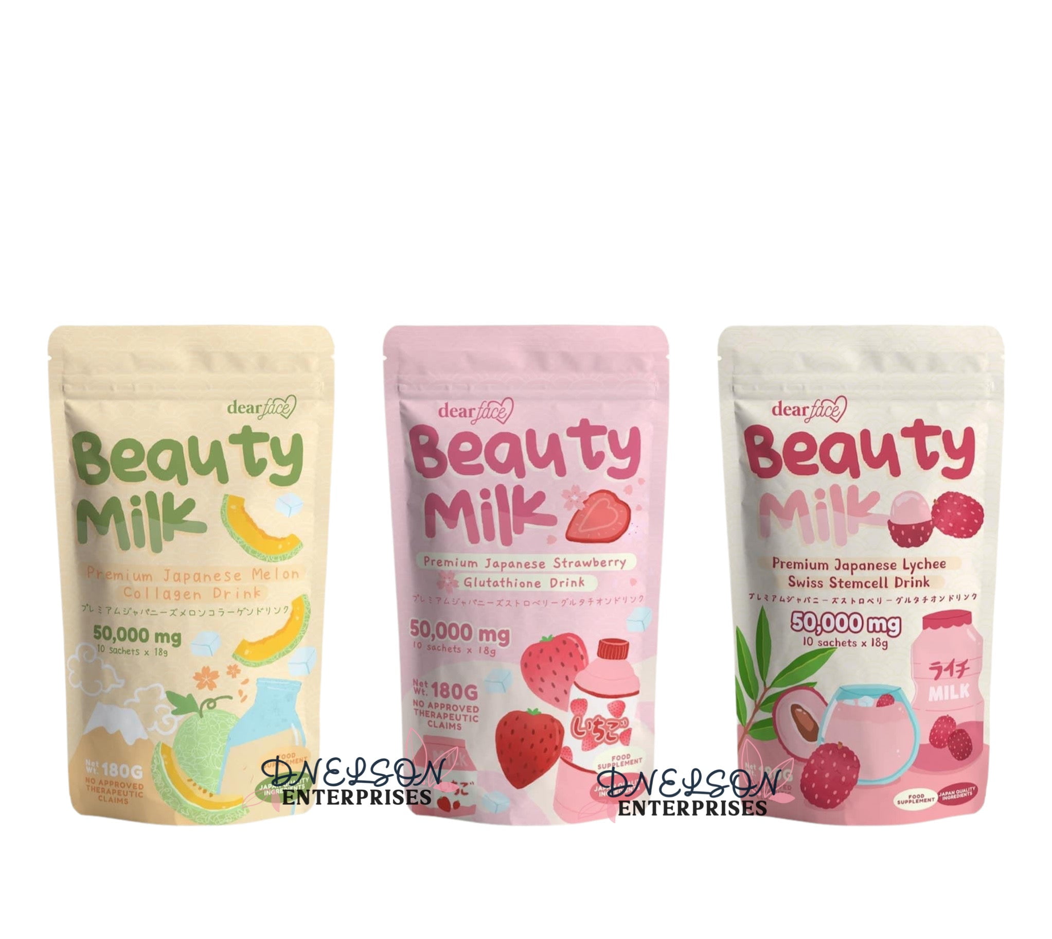 Dear Face Beauty Milk Japanese Collagen - Melon, Strawberry 