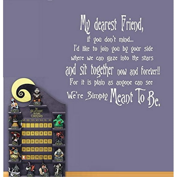 Dear Friend, We're Simply Meant to Be #2: Nightmare before Christmas Theme ~ Wall or Window Decal 20" x 20" (White)