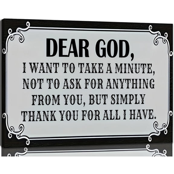 Dear God Prayer of Gratitude Framed Canvas Wall Art - Inspirational Christian Canvas Prints for Living Room & Kitchen - Religious Home Office Decor, Multiple Sizes 8*12inch(20*30cm)