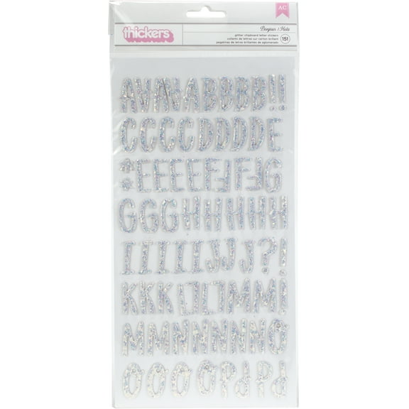 Dear Lizzy Stay Colorful Thickers Stickers 5.5"X11" 2/Pkg-Bonjour Alpha/Multi Glittered Chipboard