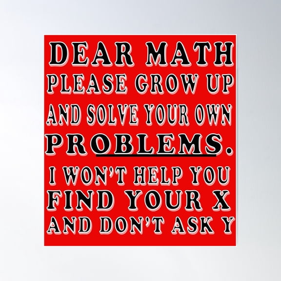 Dear Math Poster Wall Art, Modern Wall Decor For Living Room Bedroom, 24x36 UNFRAMED