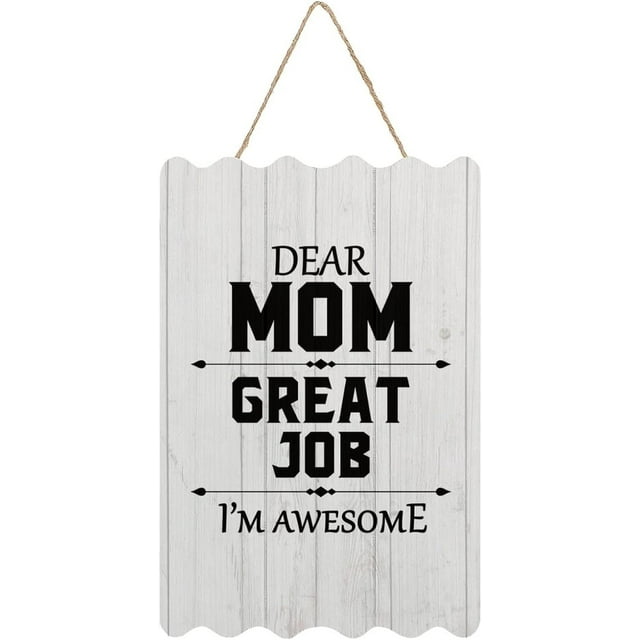 Dear Mom Great Job I’m Awesome Farmhouse Wood Sign Vintage Laundry Wall