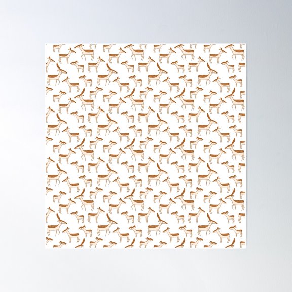 Dear Oh Deer - Nature Woodland Animal Pattern Poster Wall Art, Modern Wall Decor For Living Room Bedroom, 24x24 UNFRAMED