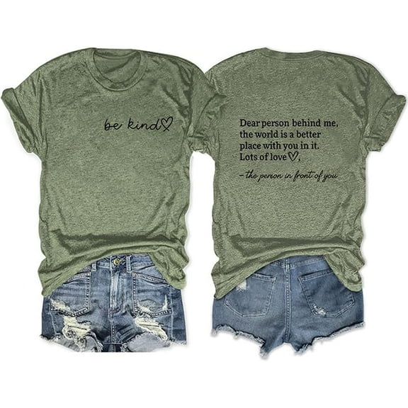 Dear Person Behind ME T Shirt, Women Fashion Tee Tops Be Kind Shirt Summer Cute Kind Graphic Blessed Shirt