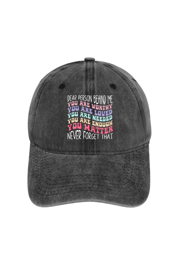 Dear Person Behind Me Charcoal Hat Adjustable Funny Fashion Unisex Baseball Cap For Men Women