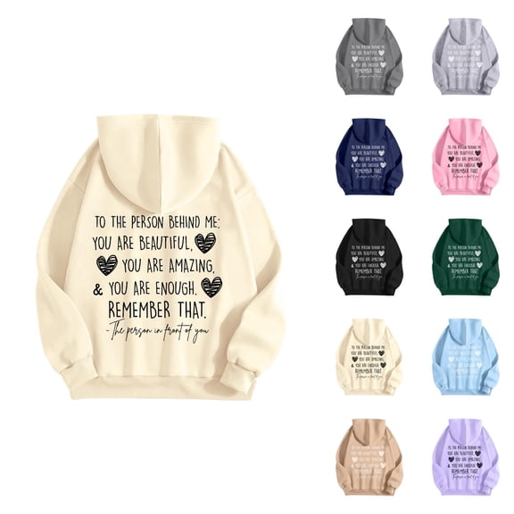 Dear Person Behind Me Hoodies for Women 2025 Fall Winter Casual You Are Enough Graphic Sweatshirt with Pockets Pullover Top