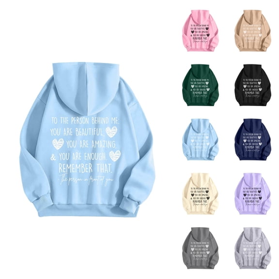 Dear Person Behind Me Hoodies for Women 2025 Fall Winter Trendy You Are Enough Graphic Sweatshirt with Pockets Pullover Top