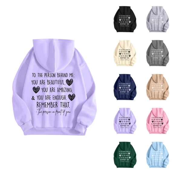 Dear Person Behind Me Hoodies for Women 2026 Fall Winter Trendy You Are Enough Graphic Sweatshirt with Pockets Pullover Top