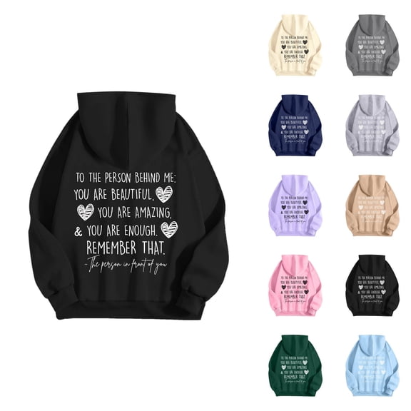Dear Person Behind Me Hoodies for Women 2026 Trendy Fall Winter Inspirational Graphic Sweatshirt with Pockets Pullover Top