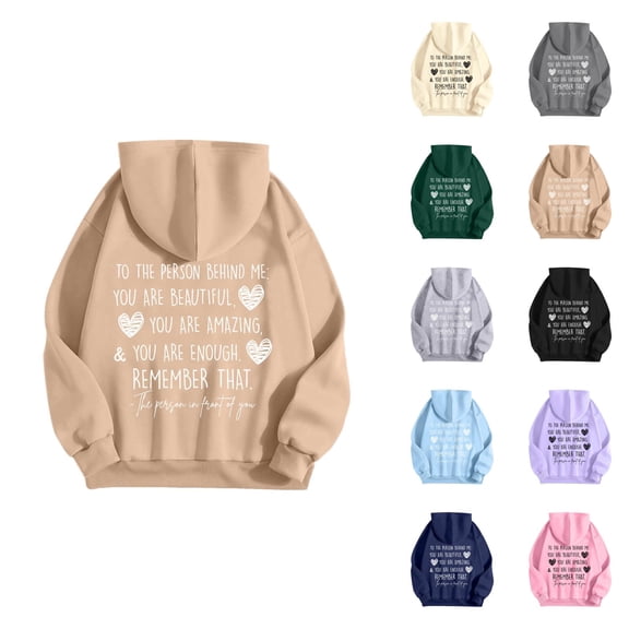 Dear Person Behind Me Hoodies for Women 2026 Trendy Fall Winter You Are Enough Graphic Sweatshirt with Pockets Pullover Top