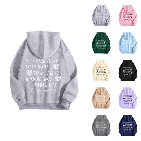 Dear Person Behind Me Hoodies for Women 2026 Trendy Long Sleeve Inspirational Graphic Sweatshirt with Pockets Pullover Top