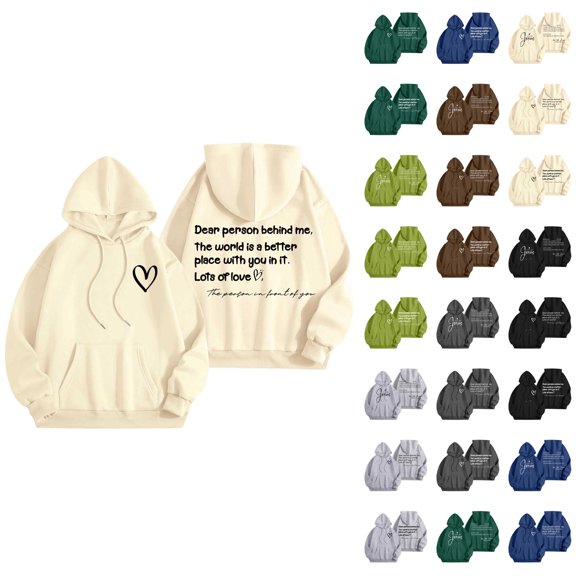 Dear Person Behind Me Jesus Hoodies for Women Fall Winter Long Sleeve Christian Hooded Sweatshirt with Pockets Pullover Tops