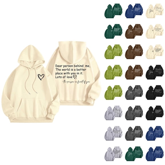 Dear Person Behind Me Jesus Hoodies for Women Fall Winter Long Sleeve Christian Hooded Sweatshirt with Pockets Pullover Tops