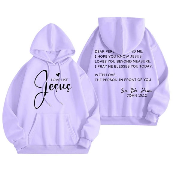 Dear Person Behind Me Jesus Hoodies for Women Fall Winter Long Sleeve Christian Hooded Sweatshirt with Pockets Pullover Tops