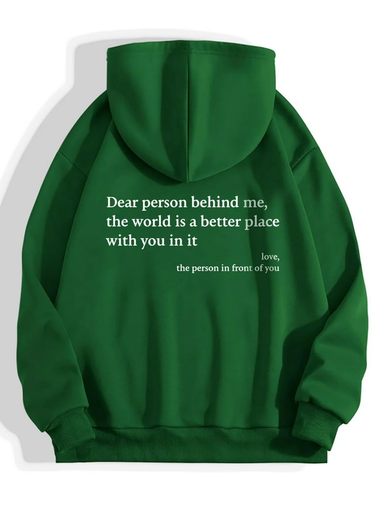 Earth Letter Print Green Hoodies Earth Letter Print Green Hoodies