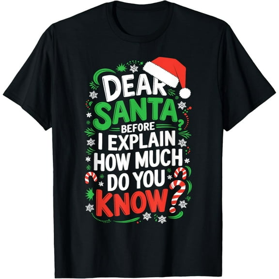 Dear Santa Before I Explain How Much Do You Know Shirt XMas Funny Creative Graphic T-Shirt
