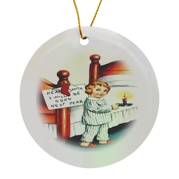 3drose, Dear Santa, Circle Porcelain Ornament
