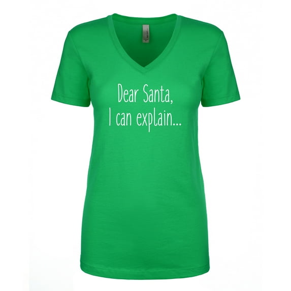 Dear Santa, I Can Explain Womens V-Neck T-Shirt