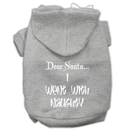 Dear Santa I Went with Naughty Screen Print Pet Hoodies, Grey - Extra Large 16