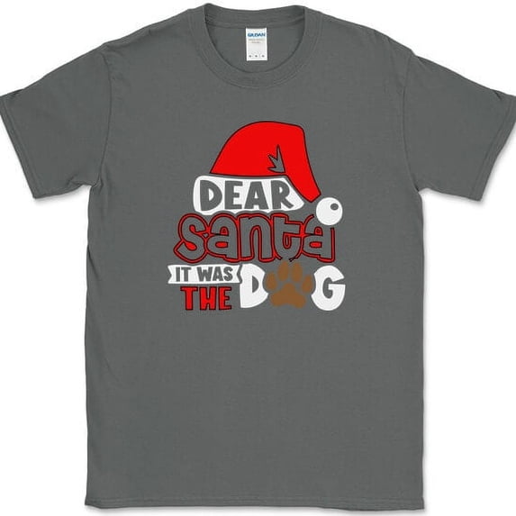 Dear Santa It Was The Dog T-Shirt Funny Christmas Xmas Holiday Tee - Charcoal, 2XL