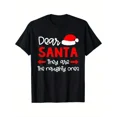 thumbnail image 1 of Dear Santa Shirt Funny Matching Family Christmas Pajamas Men Women T-Shirt, Suitable for family Christmas activities, 100% Cotton, S - XXXL, Black, 1 of 7