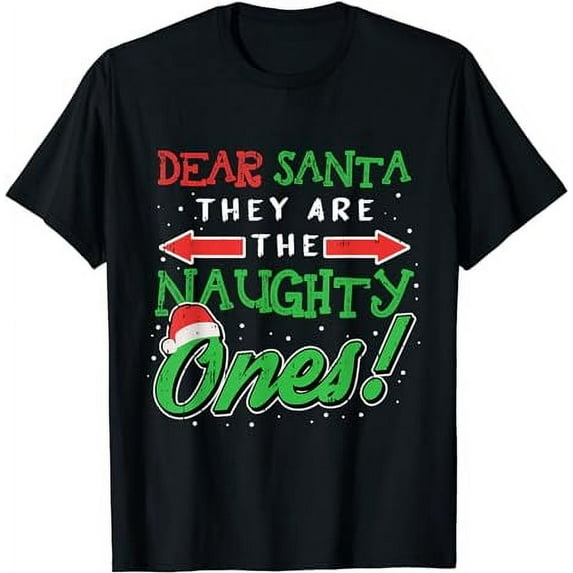 Dear Santa They Are The Naughty Ones Funny Christmas Gifts Short Sleeve black T-Shirt