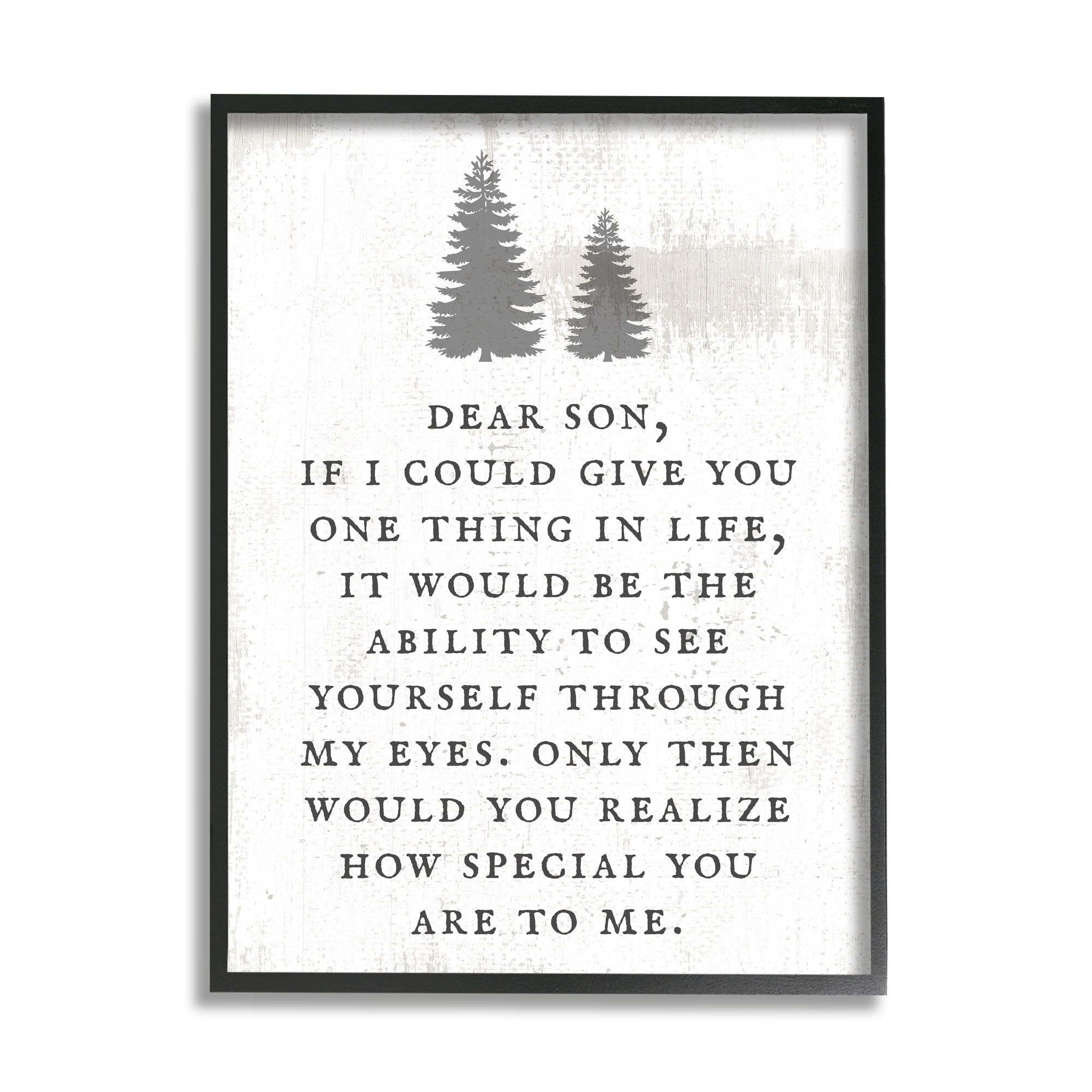 Dear Son How Special You are Phrase Rustic Forest 24 in x 30 in Framed Painting Art Print, by Stupell Home Décor