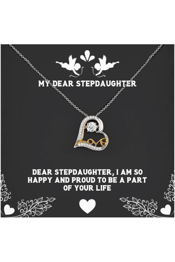 Dear Stepdaughter, I Am So Happy And Love Dancing Necklace, Stepdaughter Present From Mother, Beautiful Jewelry For Daughter, Affordable stepdaughter gifts, Cheap stepdaughter gift ideas, Inexpensive