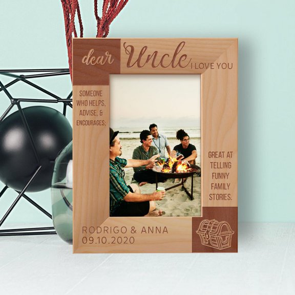Dear Uncle I Love You Personalized Wooden Frame 4" x 6" Brown (Vertical)