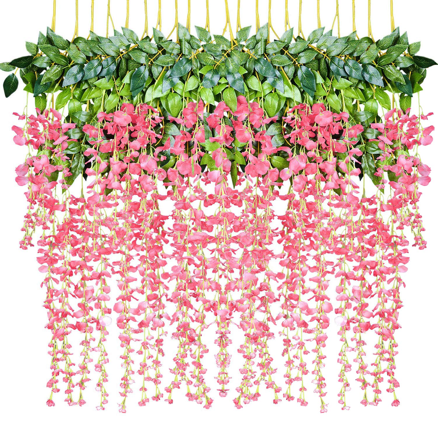 Artificial Flower String DearHouse 12 Pack 1 Piece 3.6 Feet Artificial Fake Wisteria Vine Ratta ...