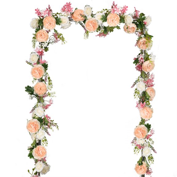 DearHouse 2Pack Artificial Peony Flower Garland - Silk Peony Garland with Pink and White Flowers for Wedding Party Table Decoration,6ft/Strand Y102
