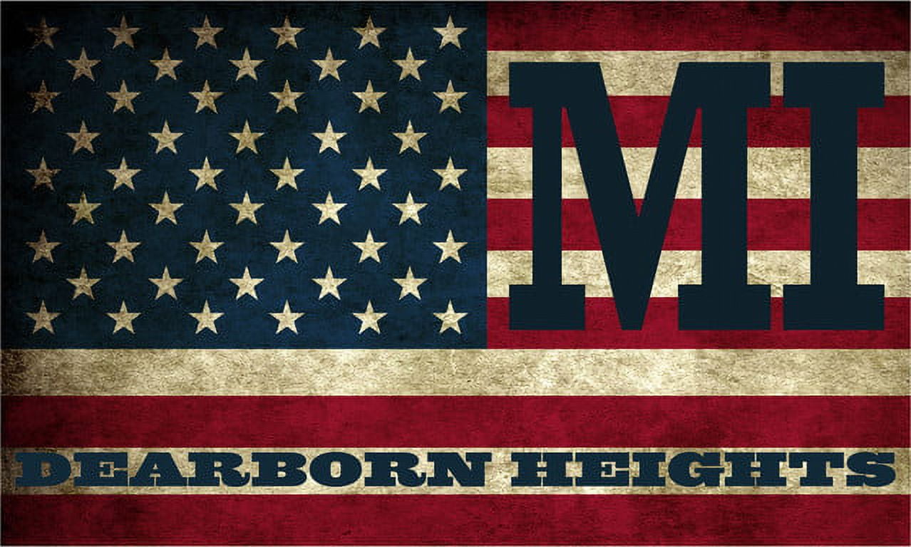 Dearborn Heights MI Michigan Wayne County Vintage US Flag Decal Bumper Sticker 3M Vinyl 3" x 5