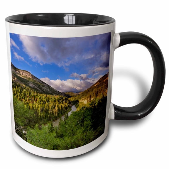 3drose, Dearborn River, Lewis and Clark Forest, Montana, Usa - Us27 Cha2748 - Chuck Haney, 11oz Two-tone Black Mug