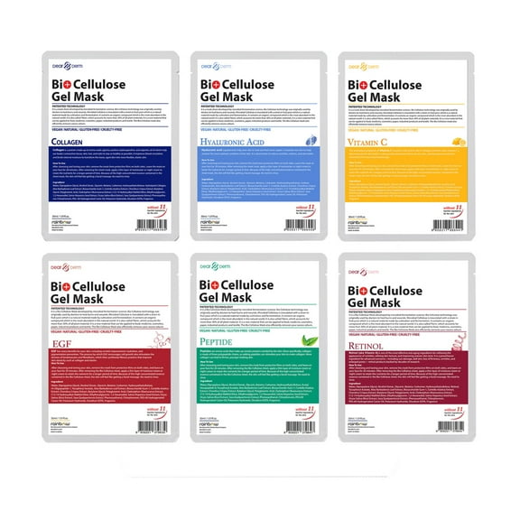 Dearderm Bio Cellulose Gel Mask 6pcs Set Assorted