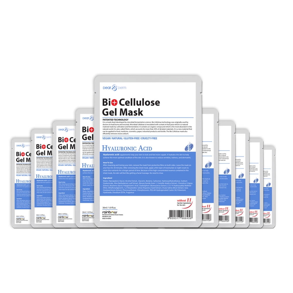 Dearderm Bio Cellulose Gel Mask Hyaluronic Acid 10pcs x 1.01fl.oz/30ml
