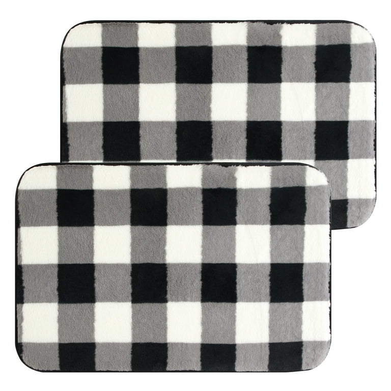 Buffalo Plaid Check Rug Door Mat Bath Runner Black White Check - On Sale -  Bed Bath & Beyond - 32012685