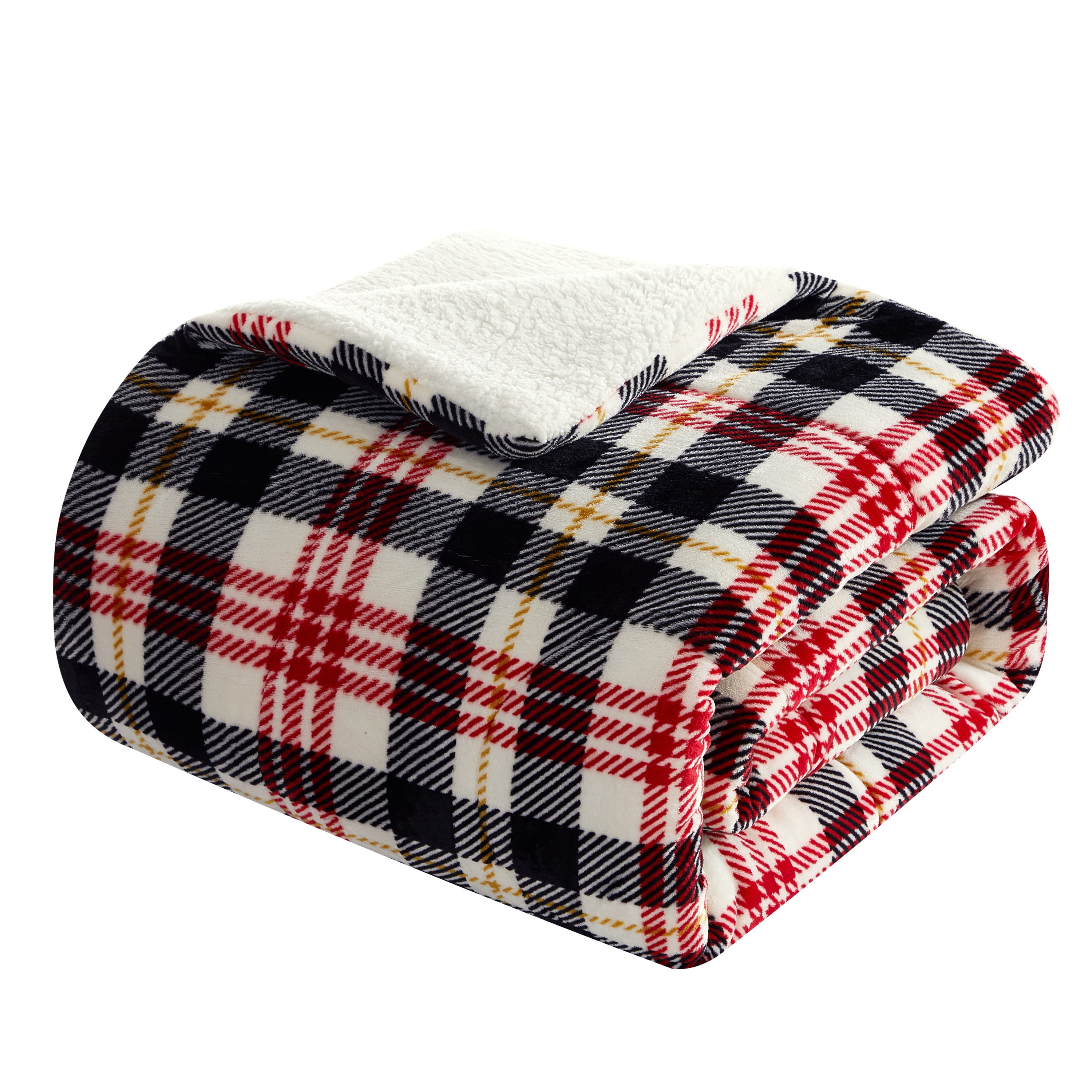 Dearfoams 3 Piece Plush Reversible Comforter Set, King, Grey Plaid