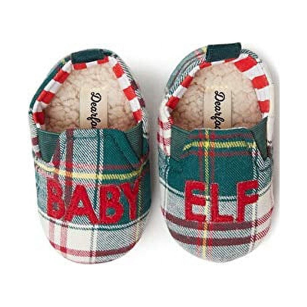 Baby Spliffs Dearfoams Infant Boys & Girls Green Plaid Baby Elf Holiday Slippers 6 ...