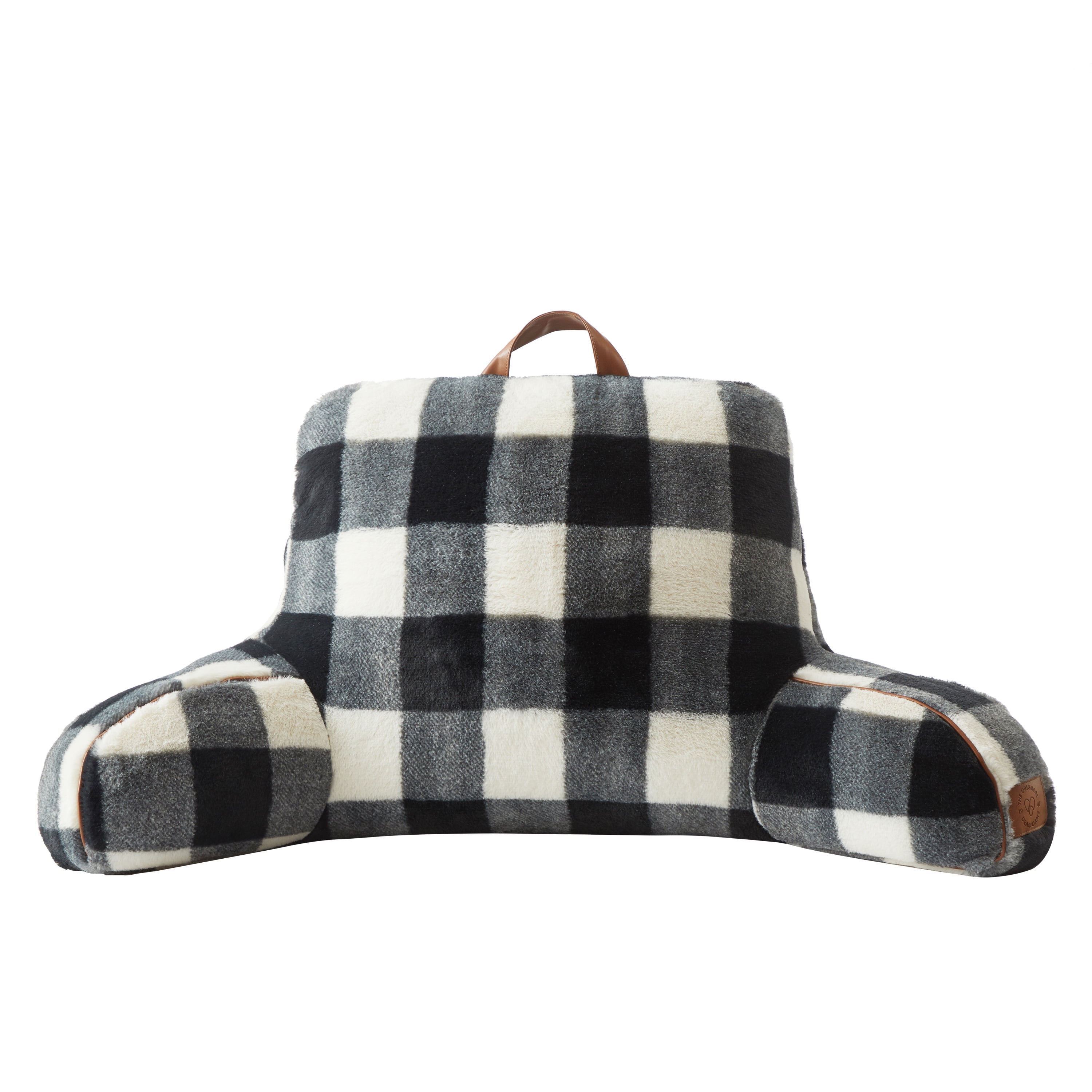 Dearfoams Backrest with Leather Piping, Black and White, Fur
