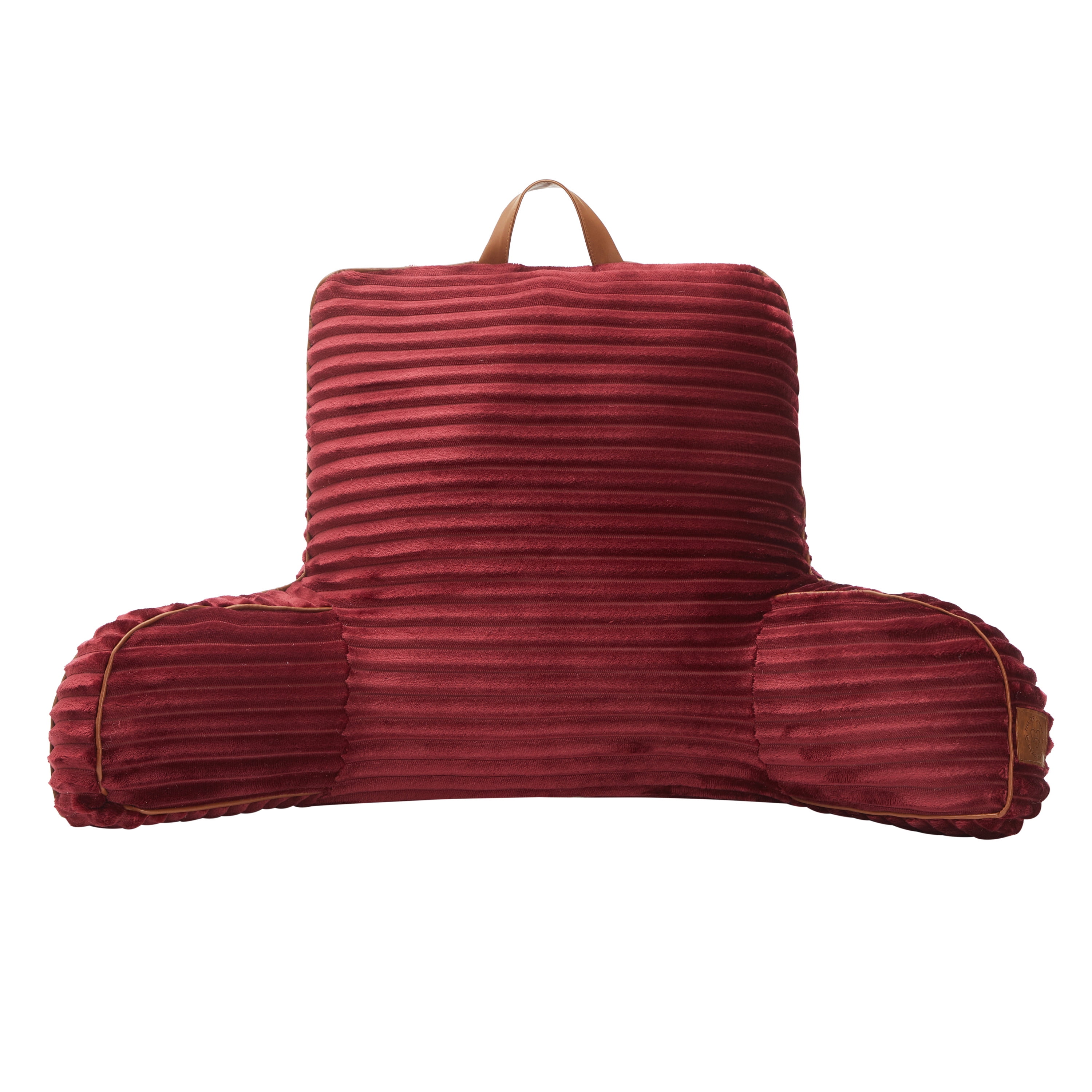 Dearfoams Backrest with Leather Piping, Red, Ribbed