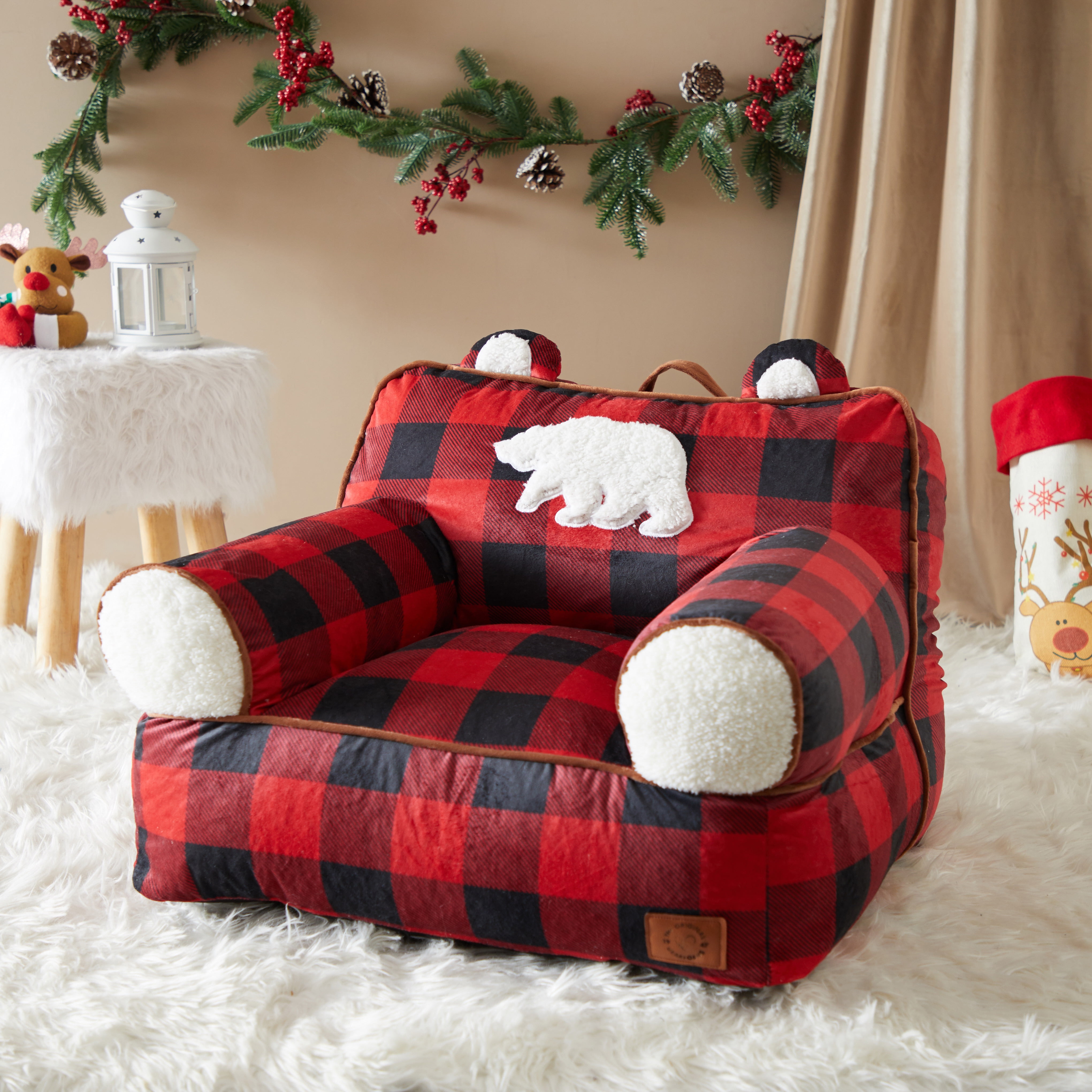 Free Shipping Dearfoams Bean Bag Chair Red and Black Walmart