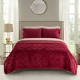 thumbnail image 1 of Dearfoams Burgundy Velvet Plush 7 Piece Quilt Bedding Set with Sheets, King, 1 of 7