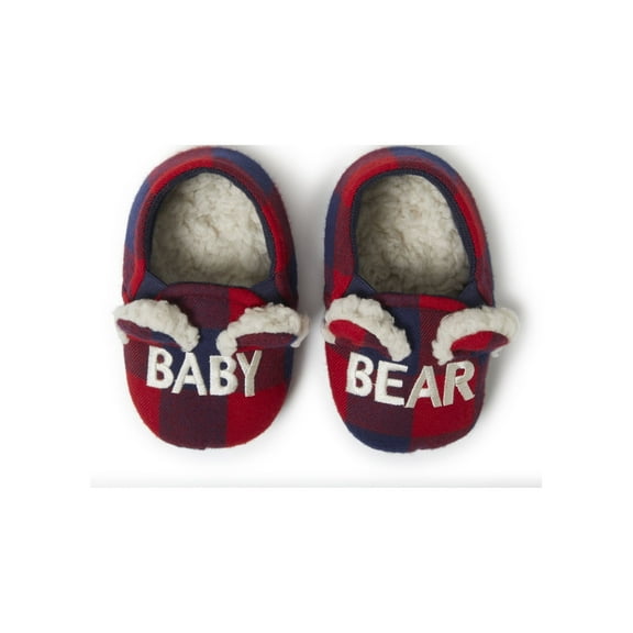 Dearfoams Cozy Comfort Baby Bear Plaid Closed Back Slippers