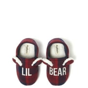 Dearfoams Cozy Comfort Kids Lil Bear Plaid Closed Back Slippers