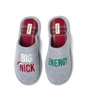 DEARFOAMS Cozy Comfort Men's Holiday Novelty Scuff Slippers, Tipsy and Bright