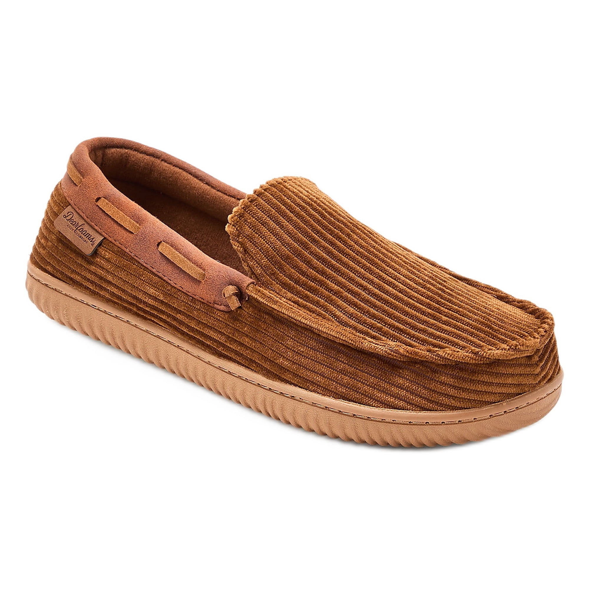 Dearfoams Cozy Comfort Men's Cord Moccasins With Lacing Slippers